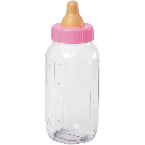 Unique Industries Plastic Bottle Bank Baby Shower Decoration, 11in, Pink