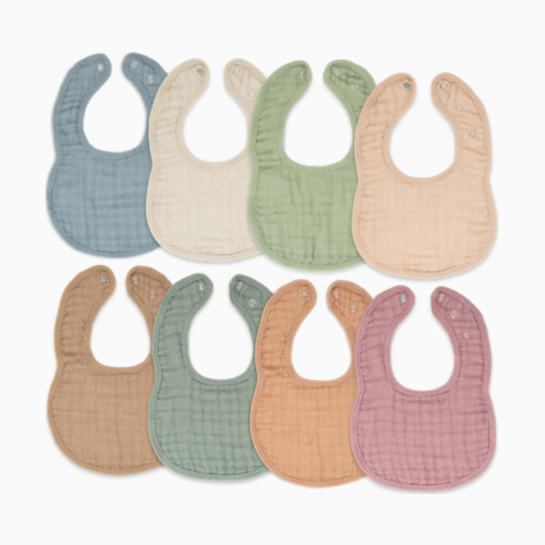 Muslin Bibs with Adjustable Snaps (8 Pack) - Multicolor