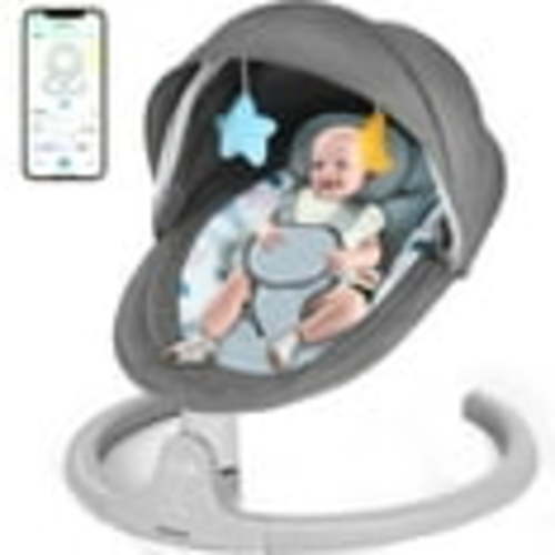 Babyeap Baby Swing for Infants - APP Remote Bluetooth Control, 5 Speed Settings, 10 Lullabies, USB Plug (Gray)