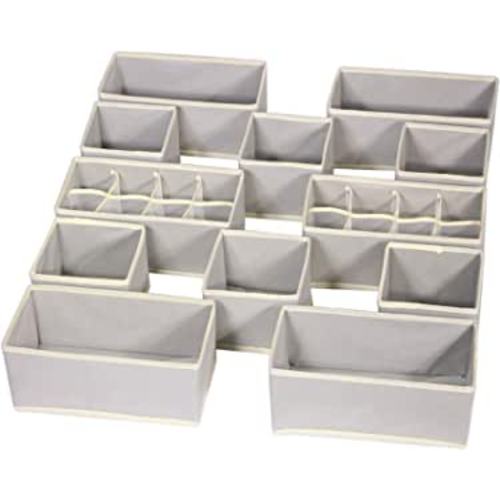 Amazon.com: Set of 12 Foldable Drawer Organizer Dividers Cloth Storage Box Closet Dresser Organizer Cube Fabric Containers Basket Bins for Underwear Bras Socks Panties Lingeries Nursery Baby Clothes Grey NN246 : Home & Kitchen