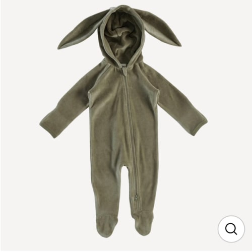 long sleeve bunny bunting | vetiver | organic cotton velour