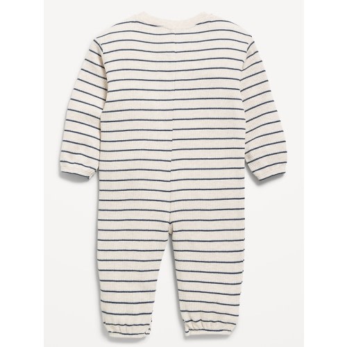 Long-Sleeve Waffle-Knit Henley One-Piece for Baby