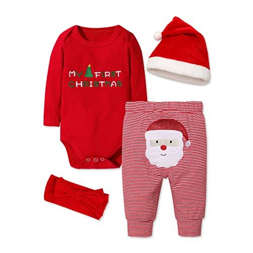 Abbence Baby Girl Boy Christmas Outfit My 1st Christmas Baby Boy Infant New Year 4 Pcs Set