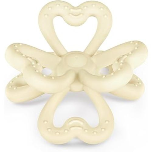 Haakaa Silicone Clover Teether Toy - Food Grade Silicone Teething Toys for Babies 3-6 Months 6-12 Months, Soft & Easy Hold Chew Toy for Infant, BPA Free (Oat)