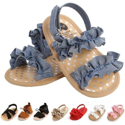 Infant Baby Boys Girls Sandals Summer Baby Wedding Dress Flat Shoes Newborn Crib Shoes First Walkers Prewalkers Shoes