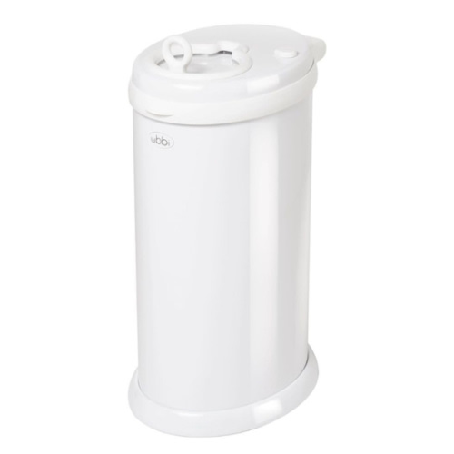 Ubbi Steel Diaper Pail, Odor Locking, No Special Bag Required, Award-Winning, Registry Must-Have, White