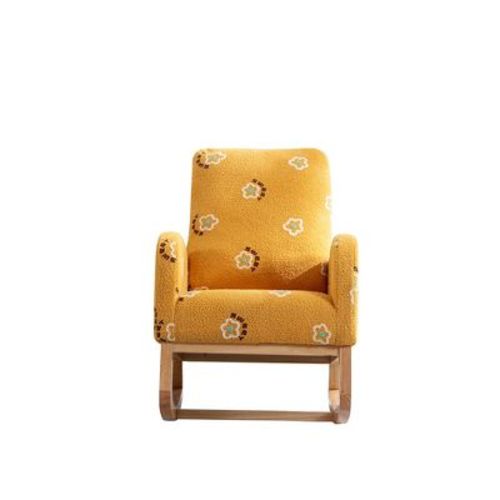 Yinvani Yellow Wooden Modern Rocking Chair For Baby Kids Room Bedroom