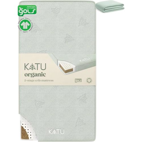 KATU 100% Organic Latex+Coconut 2-Stage Crib Mattress for Infant/Newborn/Toddler Safe Non-Toxic Hypoallergenic Breathable GOTS GOLS w