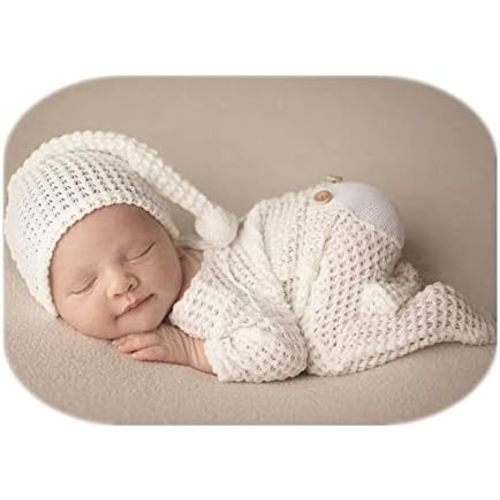 Coberllus Newborn Photography Props Outfits Hat and Bodysuits Romper for Baby Photo Shoot Boy Girl