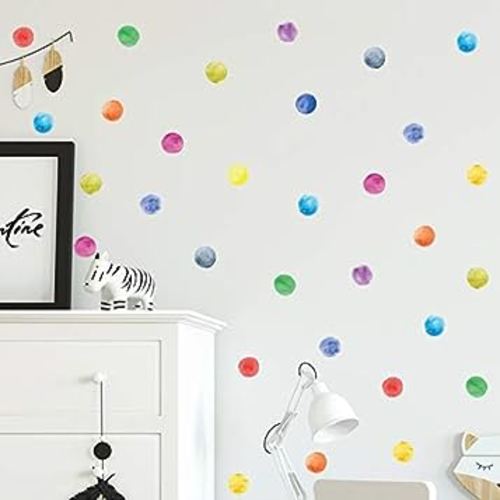 DIY Colorful Dots Wall Stickers Watercolor Rainbow Colors Round Wall Decal for Living Room Bedroom Nursery Decorations