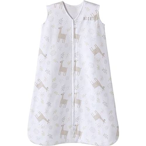 HALO SleepSack, 100% Cotton Wearable Blanket, Swaddle Transition Sleeping Bag, TOG 0.5, Llama Sand, Size Medium