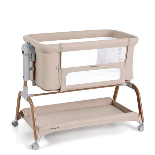 Amazon.com : ANGELBLISS 3 in 1 Baby Bassinet, Rocking Bassinets Bedside Sleeper with Comfy Mattress and Wheels, 6 Height Adjustable Easy Folding Portable Bedside Crib for Newborn Infant (Khaki)
