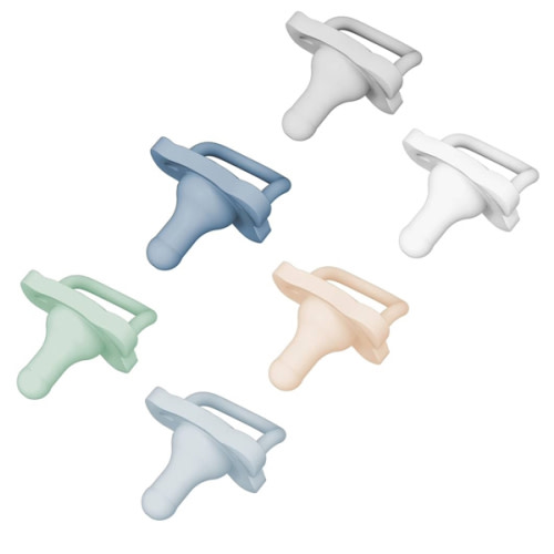 Dr. Brown's HappyPaci Newborn Baby Pacifiers 0-6 Months, 100% Silicone, BPA Free, 6 Pack (White, Blue, Light Blue, Cool Gray, Green, Ecru)