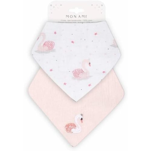 MON AMI Baby Bib Set – 2Pc Pack, Drool Bibs, Cotton Baby Bibs for Girl or Boy, Toddler Bibs for Drooling and Teething