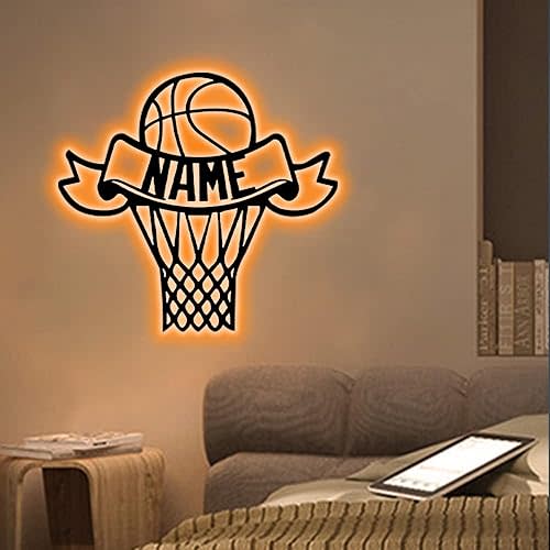 Personalized Basketball Name Sign Metal Basketball Wall Neon Sign Basketball LED Sign with Name Custom Light Basketball Wall Art Wall Decor Gift for Basketball Player Basketball Lover