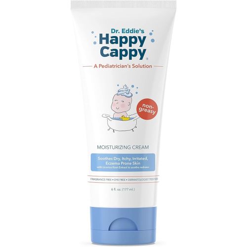 Happy Cappy Dr. Eddie's Moisturizing Cream - Baby Eczema Cream, Eczema Lotion for Kids, Pediatrician-Formulated, Gentle, Paraben Free, Hypoallergenic, Sulfate Free, Soothes Dry Skin - 6 Fl Oz