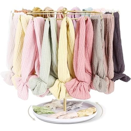 POVETIRE Baby Headband Holder Hair Bow Organizer for Girls,Metal Hair Ties Display Nylon Hairband Storage Head Wrap Stand Hair Accessories Organizer for Newborn Infant Kids