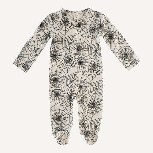 long sleeve zipper footie | spider web | lenzing modal