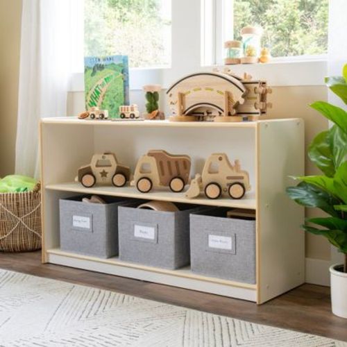 Guidecraft EdQ 2-Shelf Open Storage 24": Wooden Kids' Classroom Storage Furniture, Playroom and Bedroom Toy Cube Organizer