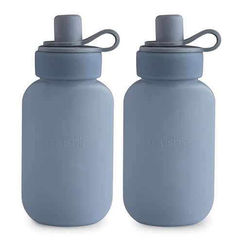 mushie Silicone Puree Pouch 2-Pack | 5 oz Reusable Baby Food Pouches (Tradewinds)