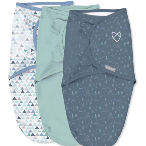 SwaddleMe by Ingenuity Original Swaddle with Easy-Change, 100% Cotton, Improves Sleep & Calms Startle Reflex, 3-6 Months, 3-Pack - Mountaineer