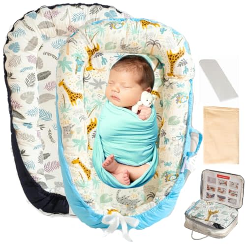 Maidek Infant Lounger – Baby Lounger, Breathable & Portable Baby Nest with Exra Covers- Upgraded Zipper, Pure Cotton Bumper & Flexible Ties, Perfect for Travel, Baby 0-12 Months