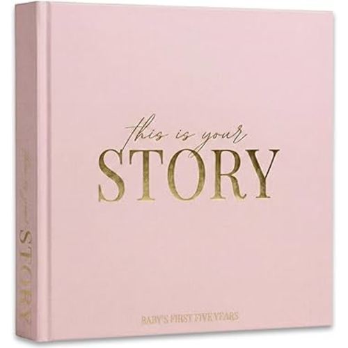 Baby Book Keepsake Baby Books to Record Baby's Milestones and Photos Memory Book for Newborn Girl or Newborn Boy, Gender Neutral, Scrapbook Album, First 5 Year Journal Includes Stickers (Petal)