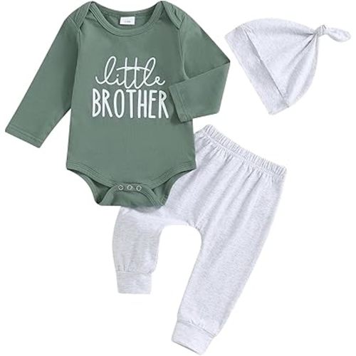 Little Brother Newborn Outfit T-Shirt Romper Top and Pants Sets Baby Coming Home Hospital Clothes Summer Clothing