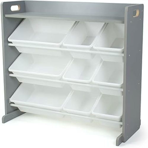 Humble Crew Inspire Toy Organizer with Shelf and 9 Storage Bins, Grey/White