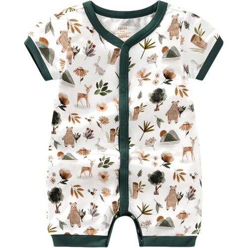 BINIDUCKLING Baby Summer Romper 95% Viscose Made from Bamboo, 5% Spandex Buttery Soft Snap Up Jumpsuits Newborn - 24 Months