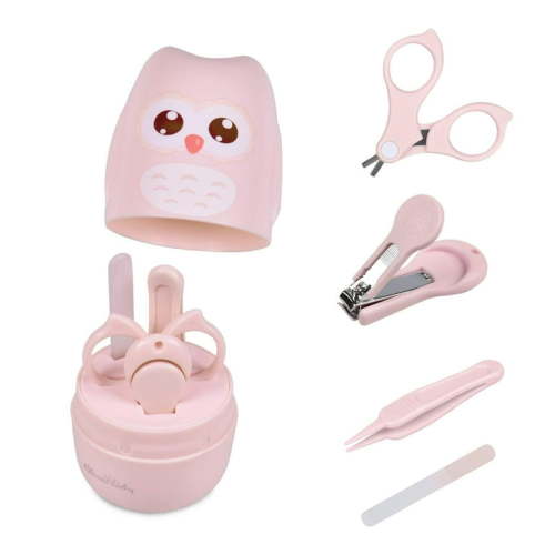 Baby Nail Kit, Baby Manicure Kit and Pedicure kit with Cute Owl Shape Case. Baby Nail Clipper, Scissor, Baby Nail File & Tweezer for Newborn, Infant & Toddler, Mothers Day(Pink)