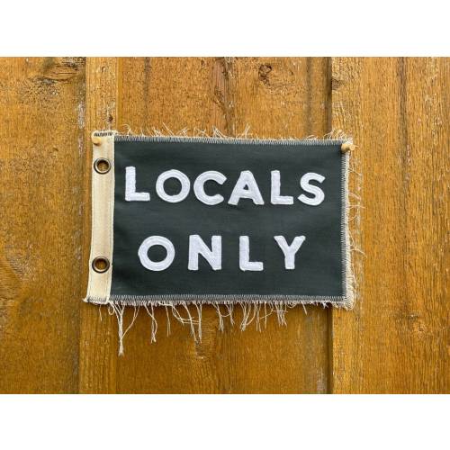 Vintage Inspired LOCALS ONLY canvas banner camp flag California Florida Surf East West Ocean Surf Vintage pennant