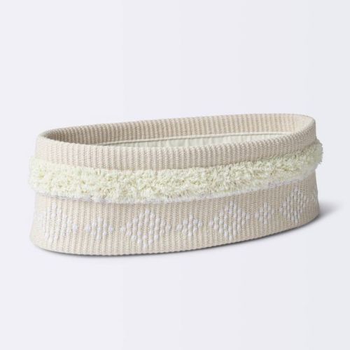 Tufted Fabric Medium Oval Storage Basket - Khaki And Cream - Cloud Island™