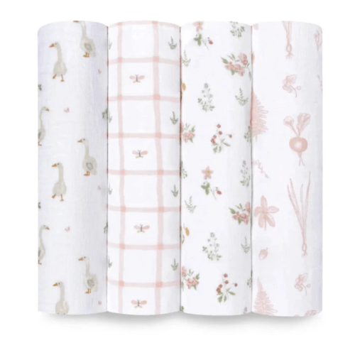 Essentials Cotton Muslin Swaddles 4 Pack | aden + anais