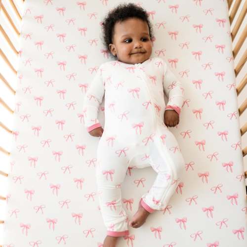 Zippered Romper in Bow 3-6m