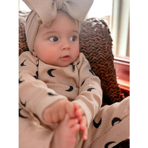 Organic Waffle 2-Piece Set, Tan/Black Moon