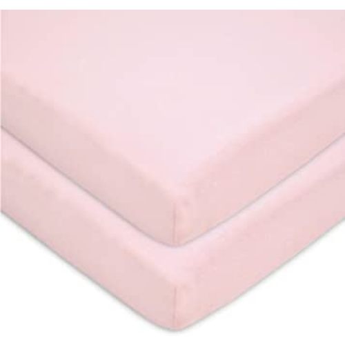 American Baby Company 2 Pack 100% Natural Cotton Fitted Mini Crib Sheets 38" x 24" - Soft & Breathable Small Nesting Portable Sheets, Fits Pack N Play Mattresses, Pink, for Boys & Girls