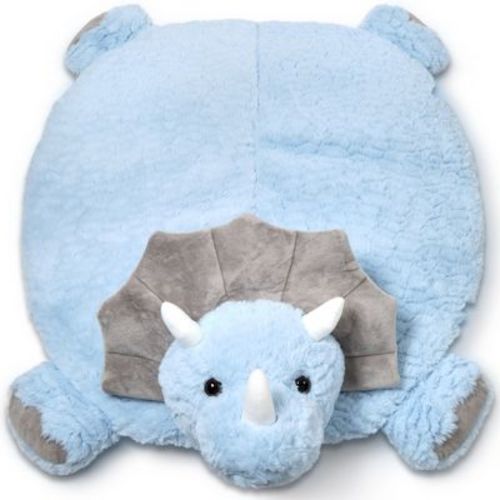 Bearington Baby Lil' Tracer Tummy Time Mat, 30 X 30 Inch Dinosaur Plush Stuffed Animal Blanket, Baby Play Mat