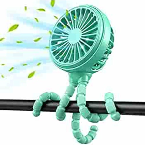 GUSGU Mini Stroller Fan Clip-on for Baby, Small Portable Fan Rechargeable and Handheld, USB Cooling Fan with 3 Adjustable Speeds and Flexible Tripod for Travel, Car Seat, Camping, and Bedroom