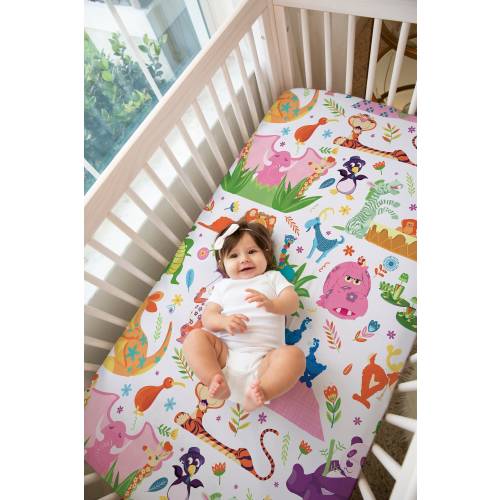 It's a Small World Baby Crib Sheet, Jungle Crib Sheet, Newborn Baby Gift, Gifts for Her, Baby Shower Gift, Animal Nursery, Jungle Nursery