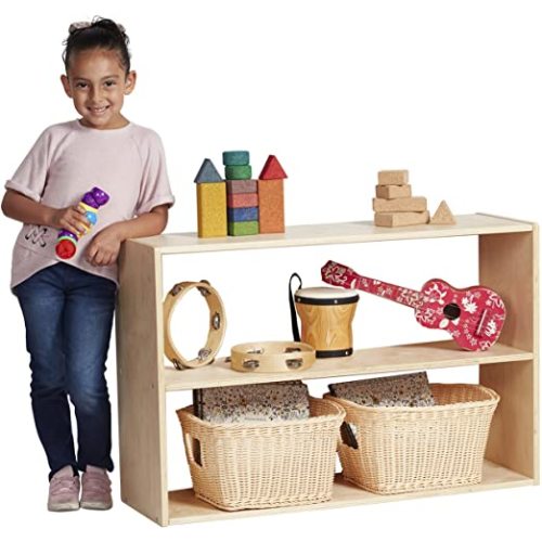 ECR4Kids Birch Streamline Storage Cabinet - Hardwood Classroom & Home Storage Solution for Kids - 2-Shelf Without Back, 24" H