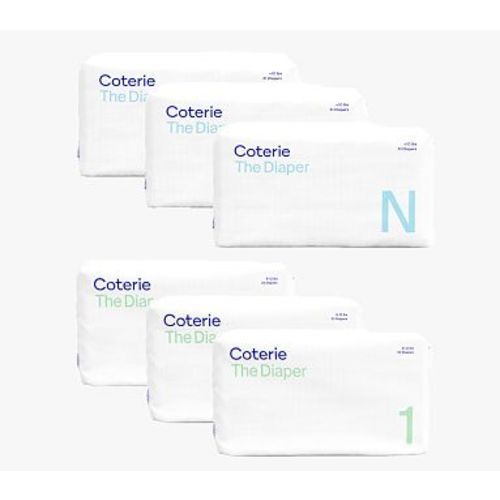 Coterie Ultra Soft Diapers: 3 packs of size NB + 3 packs of size D01