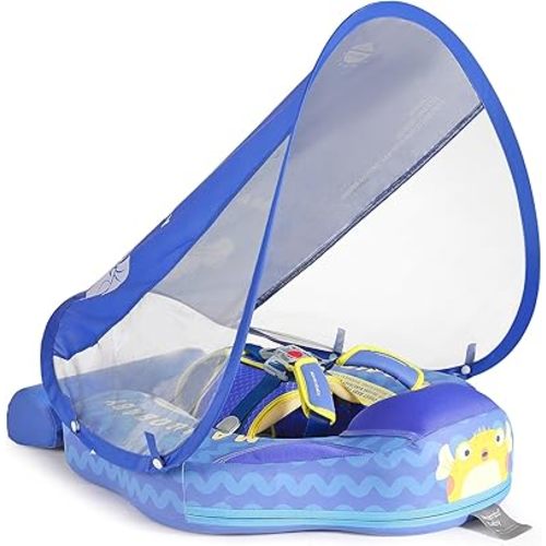 Mambobaby Float with Canopy Size Improved Non Inflatable Infant Baby Pool Float Smart Mambo Float Swim Trainer Add Tail Swim Float Mambo Float Solid Air Free Water Waist Swimming Ring