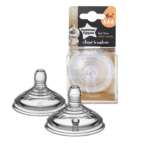 Tommee Tippee Closer to Nature Fast Flow Baby Bottle Nipples, 6+ months – 2pk