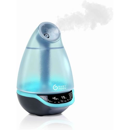 Babymoov Hygro Plus Cool Mist Humidifier 3-in-1 Humidity Control, Multicolored Night Light & Essential Oil Diffuser Easy Use and Care-Blue(NO Filter Needed)