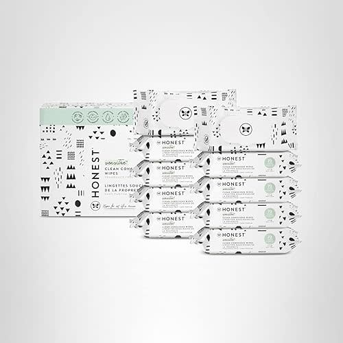 The Honest Company Clean Conscious Multi-Use Wipes, Unscented Hypoallergenic Baby Wipes for Sensitive Skin, 99% Water Plant-Based Compostable Wipes, Pattern Play, 720 Count