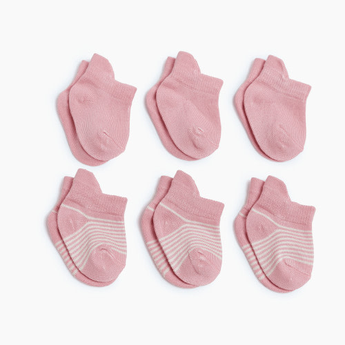 Tiny Kind Bamboo 6-Pack Socks - Pink, 0-3 M