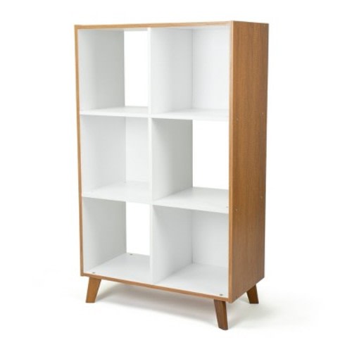 Morgan Mid-century 6 Cube Toy Storage Organizer Wood/white - Humble Crew