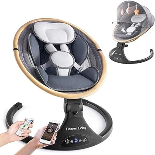 Baby Swing Infant Swings for Newborns, Electric Swing for Baby to Toddler with 5 Sway Speeds,5-Point Harness,3 Seat Positions (Gray)
