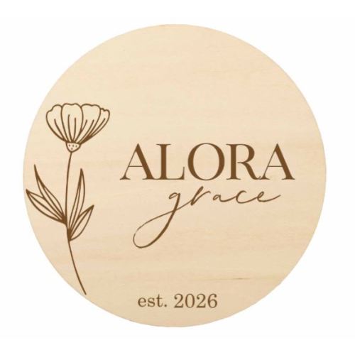 Personalized Single Flower Wood Announcement